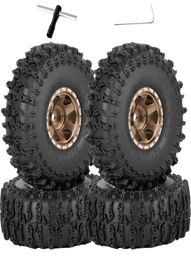RCarmubWow 1.0 Beadlock Wheel Tires Set for 1/24 Axai1 SCX24,1/18 TRX4M RC Crawler Car,1.0 Beadlock Wheels 1.0 Beadlock Tires RC Upgrades Part,4pcs,Bronze - Image 1